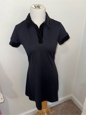 Rampage Vintage Black Polo Dress with Velvet Trim made in USA small